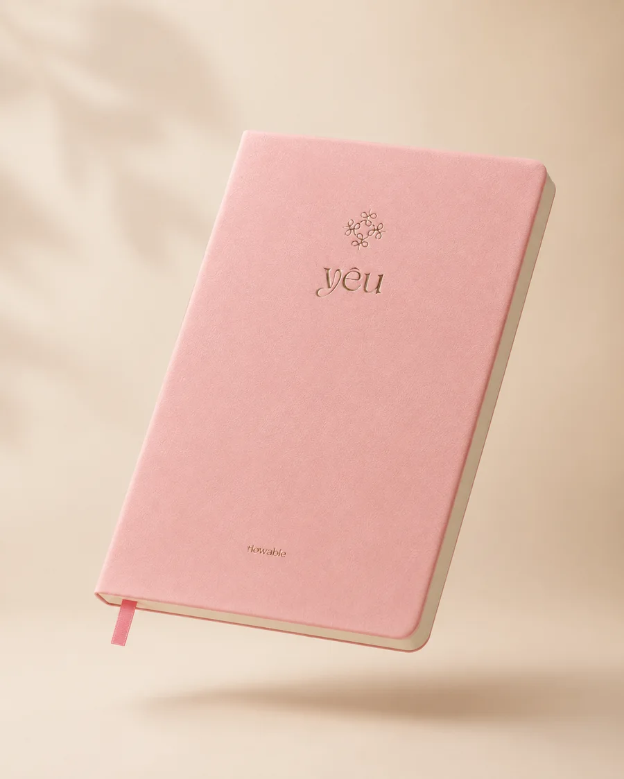 Yêu Journal bản bright — bìa hồng dập nhũ vàng